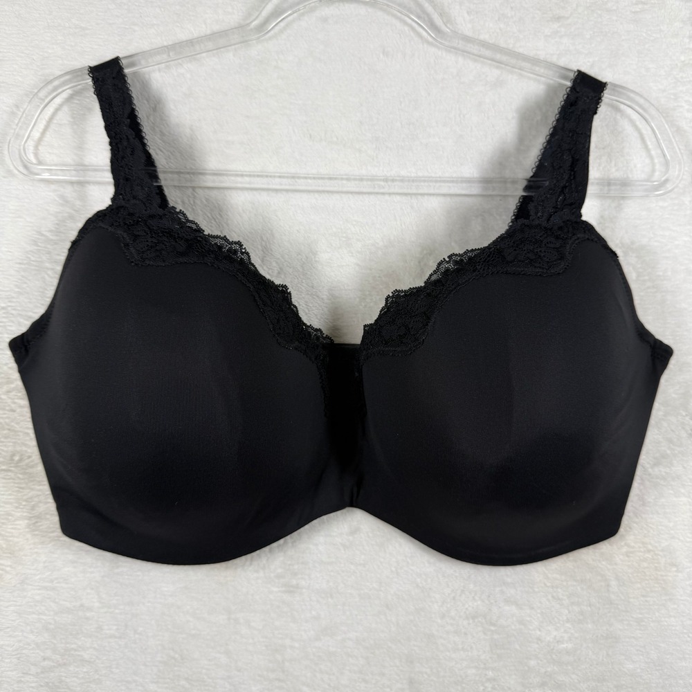 Le Mystere Black Lace Trim Full Coverage Underwire Bra 40G‎ Womens 90G EU